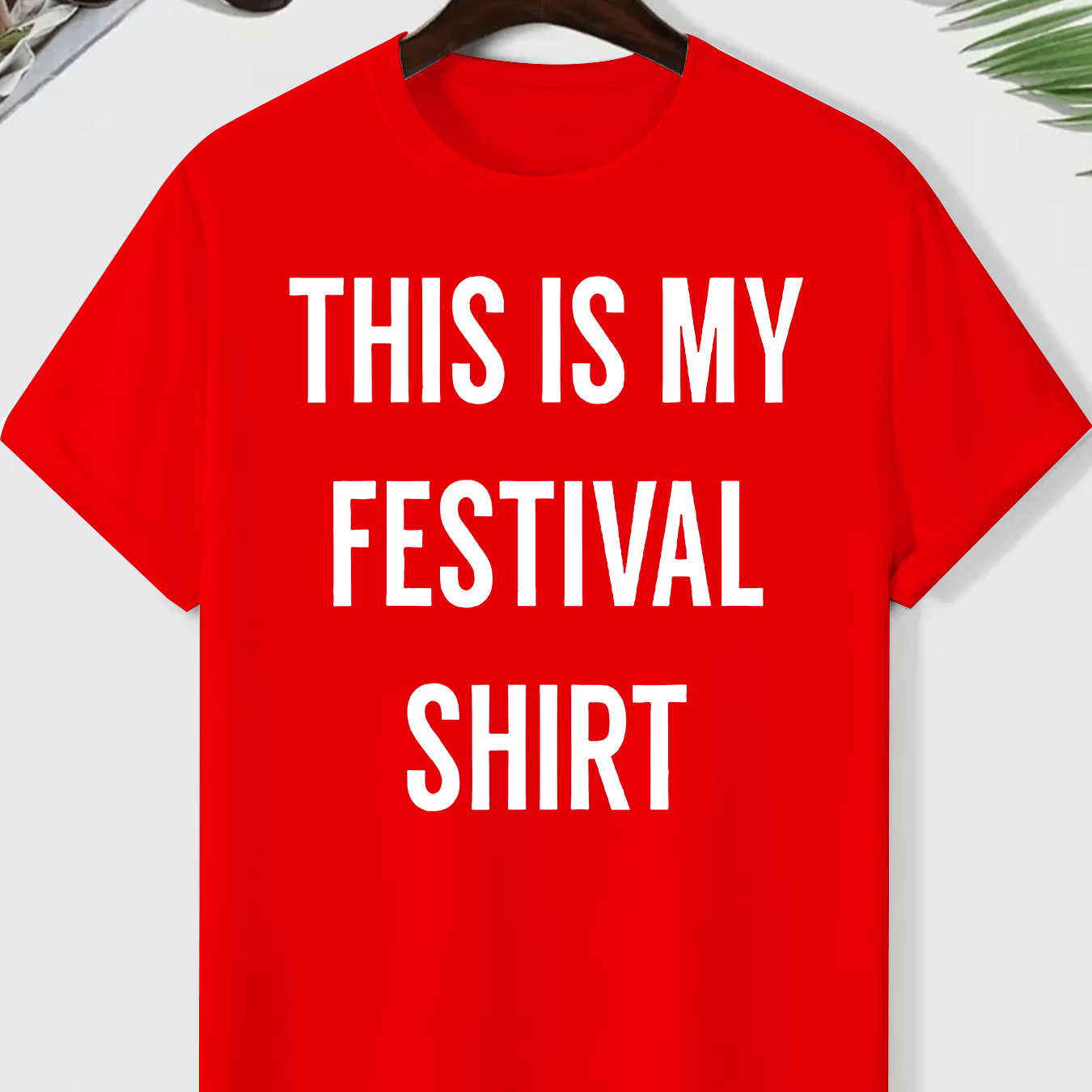Men's "This Is My Festival Shirt" Graphic Tee - Gray Casual Crew Neck Short Sleeve T-Shirt, Lightweight & Breathable Polyester Blend, Perfect for Summer Festivals & Casual Attire