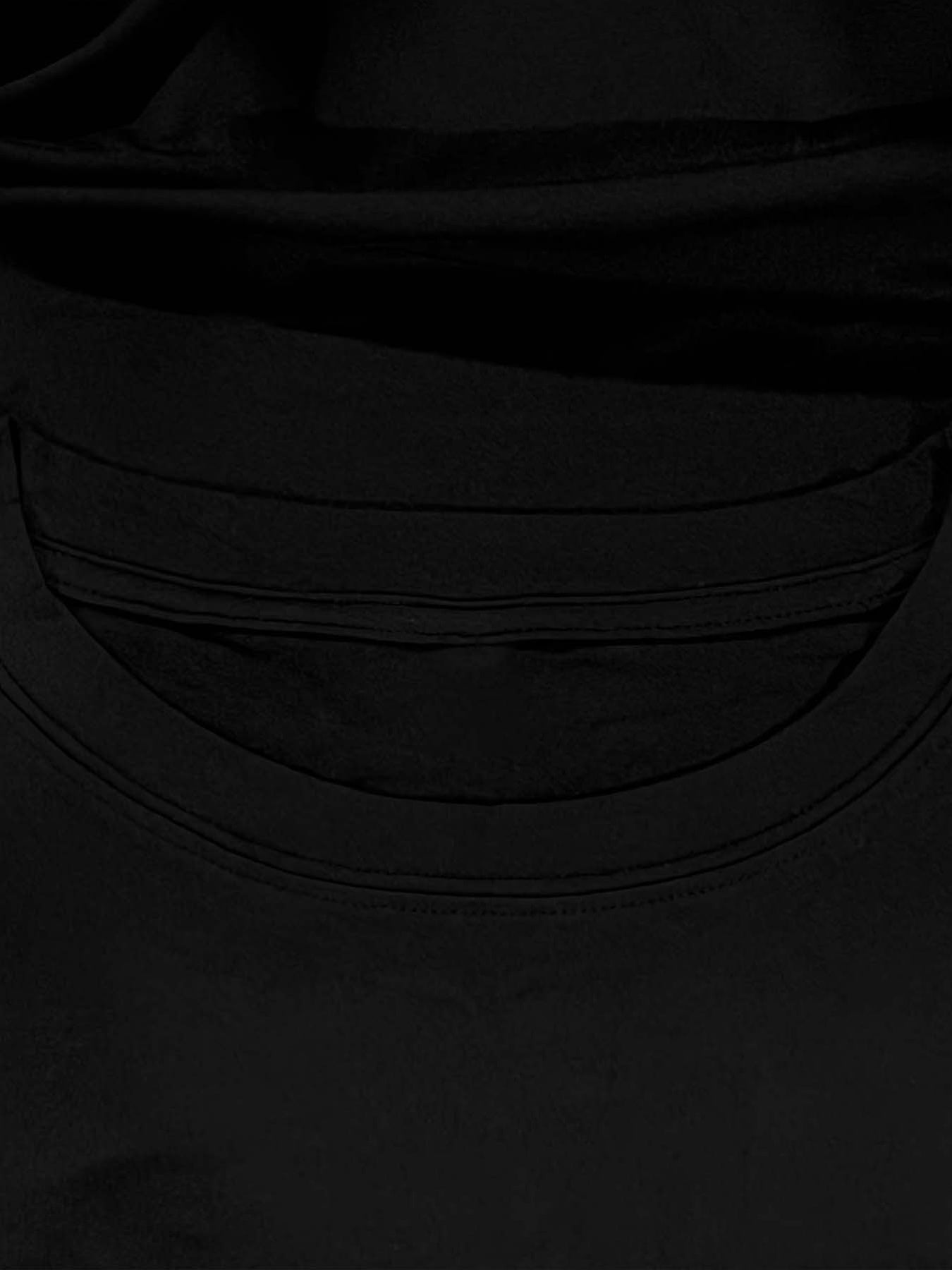 Women's Casual Short Sleeve T-Shirt - Black with Vertical White RAVE Print, Relaxed Fit Round Neck, Machine Washable All-Season Comfort Top, Rave Clothing, Classic Round Neck, Nontransparent Fabric