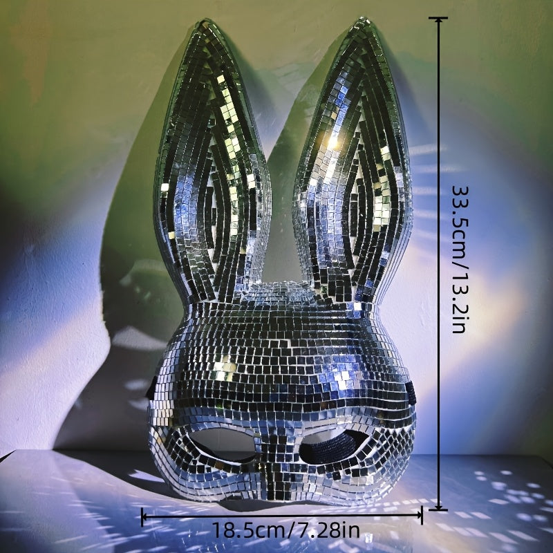 1 Stylish Rabbit Half Mask - Disco Reflective Bunny Mask - Suitable for Costume Parties, Easter, and Halloween - Home Decor