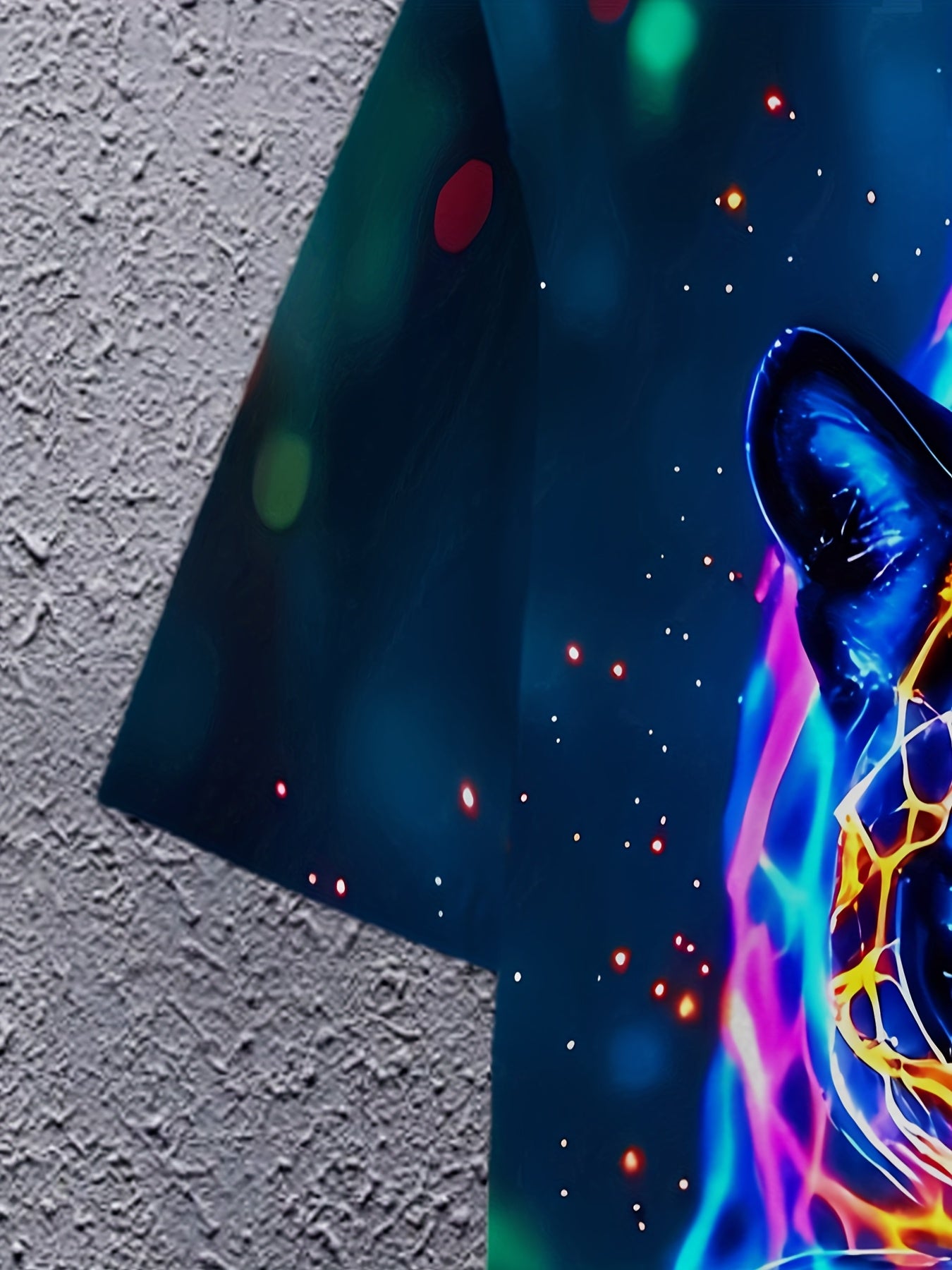 3D Neon Panther Print Men's Polyester T - Shirt, Short Sleeve, Cool Neon Animal Design, High - Quality 3D Printing, Comfortable Polyester, Stylish Casual Apparel, Distinctive Look, Must - Have Men's Fashion, Trendy Choice