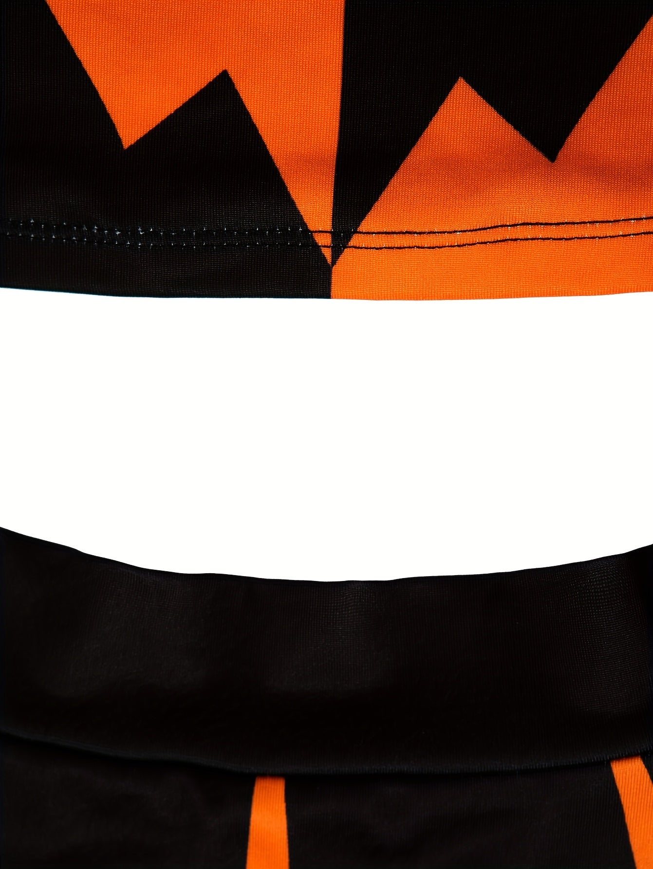 Pair of Funny Pumpkin Face Costume Women'S Sexy Lingerie Contrast Color Round Neck Short Sleeve Top Dress Set