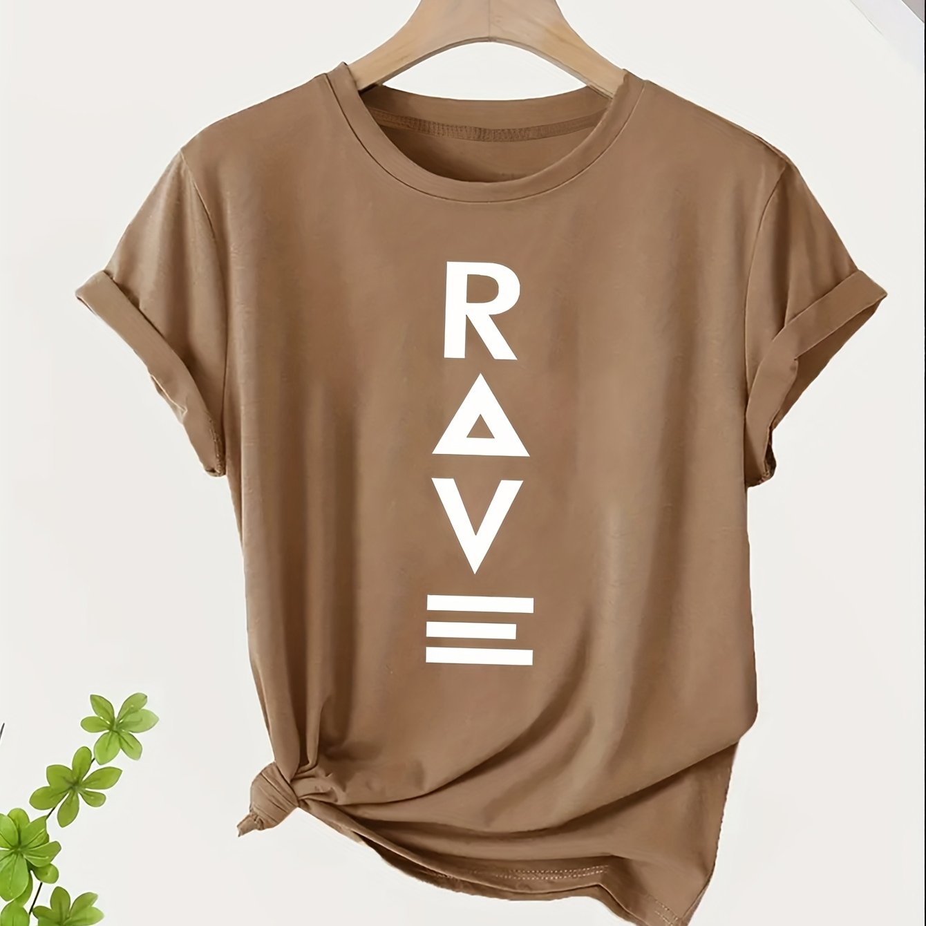 1pc Women's Crewneck T-Shirt - Black with White RAVE Typography Print, Techno Music Inspired Design, Casual Short Sleeve Tee for EDM Festivals & Summer Outings, Machine Washable, Exclusive Deal of the Day Gift Idea, T-shirt S