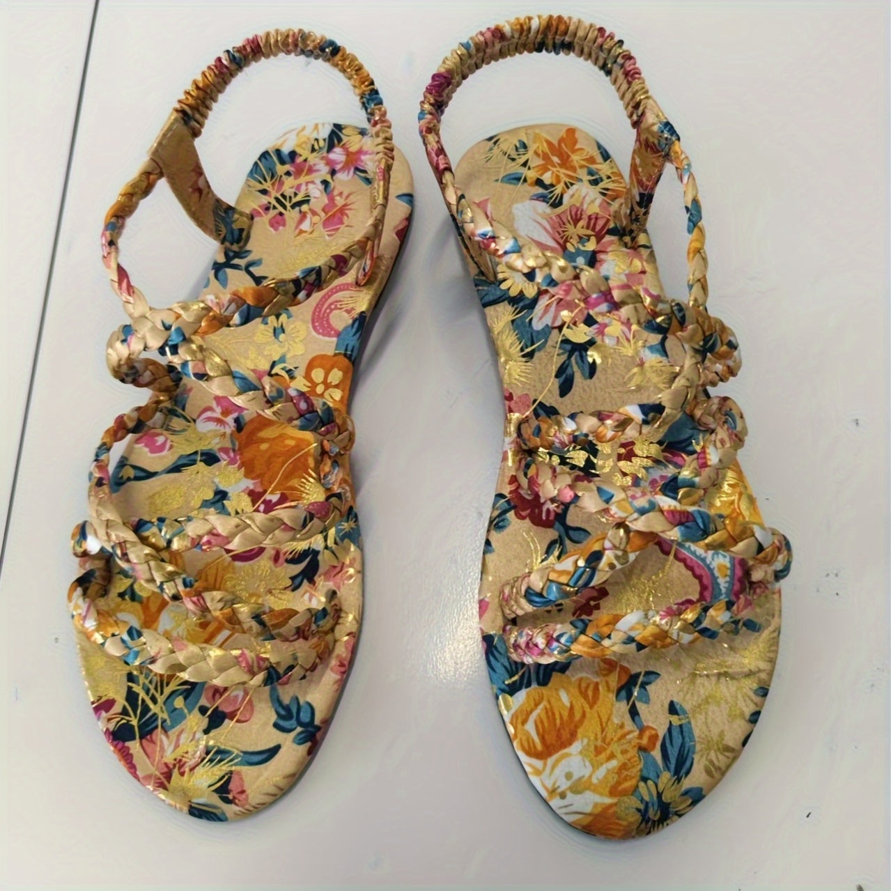 Women'S Rainbow Color Flat Sandals - Stylish Slip-On Open-Toe Summer Shoes with Synthetic Cover & TPR Sole, Vibrant All-Season Comfort for Casual Wear, Strappy Sandals