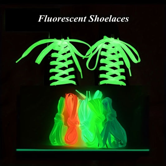 1pair Luminous Shoelaces Men's Women's Sneakers Shoelaces, Glow In The Dark, Fluorescent Shoelaces For Party Dance Dress Up