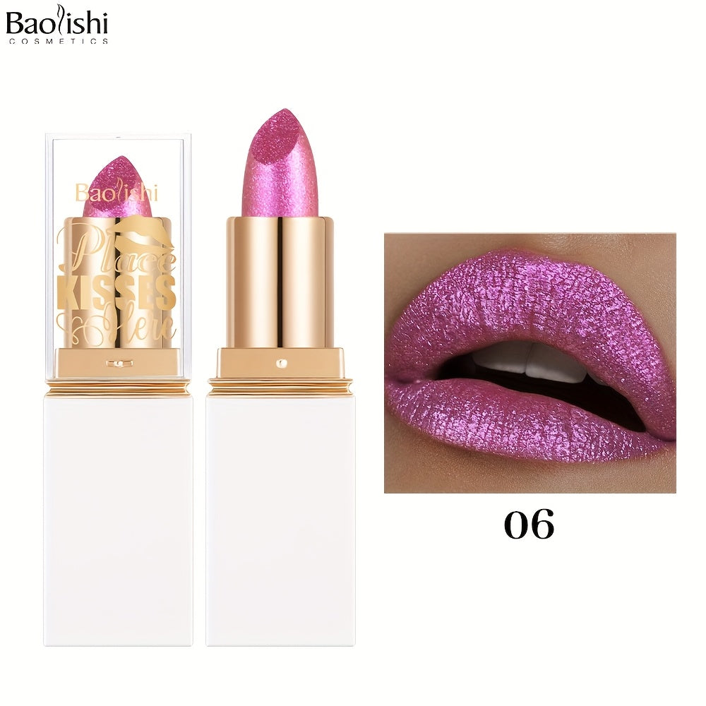BAOLISHI Chameleon Shiny Lipstick, Highly Pigmented Metallic Lipstick Shiny Gradient Color Long-lasting Makeup Sparkle For All Day For Music Festival
