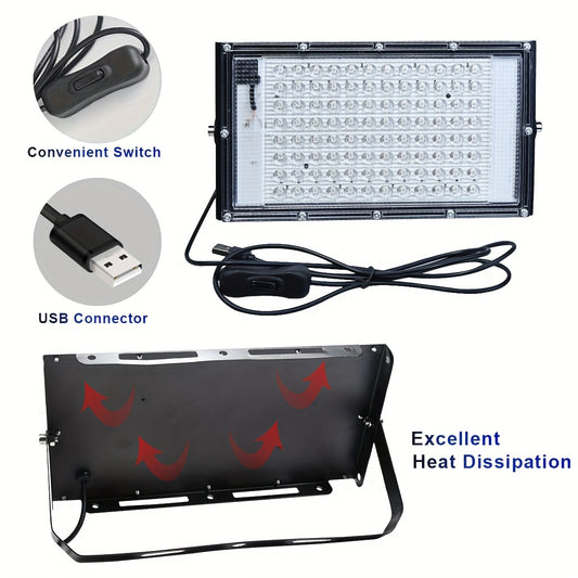 USB Powered Black Light with 50/96/144 LEDs, Metal UV Floodlight for Luminous Parties, Halloween/Christmas, Body & Fluorescent Painting, Birthday & Neon Events, Switch Control, No Battery Required, Night Light Rechargeable