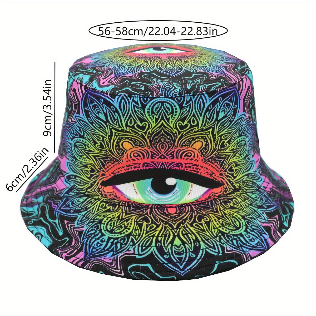 1pc Lightweight Double-Sided Print Bucket Hat - Vibrant All-Seeing Eye, Sun-Protective & Perfect For Parties And Outdoor Activities For Men And Women