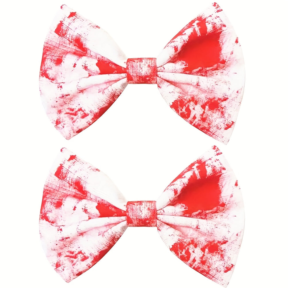 1pc or 2pcs Gothic Halloween Blood Splatter hair clip - Red & efective, for Halloween Party Costume, Ponytail, Braids - Blood-Dipped Bow Hair Accessories for Women & s, Halloween Costumes, Themed Event Accessory, Bold Fashion