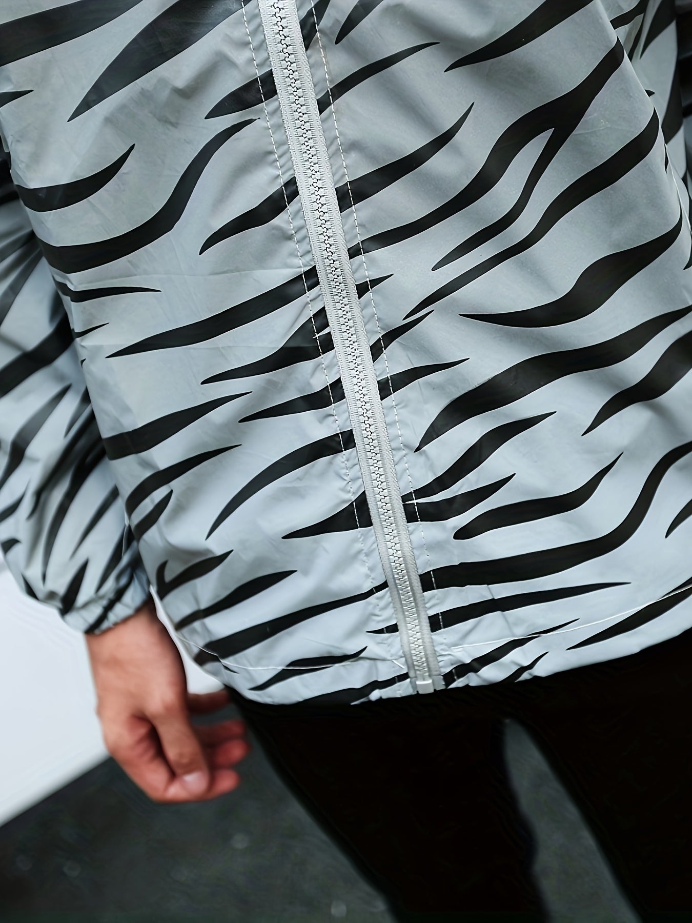 Men's Reflective Zebra Stripe Hooded Jacket