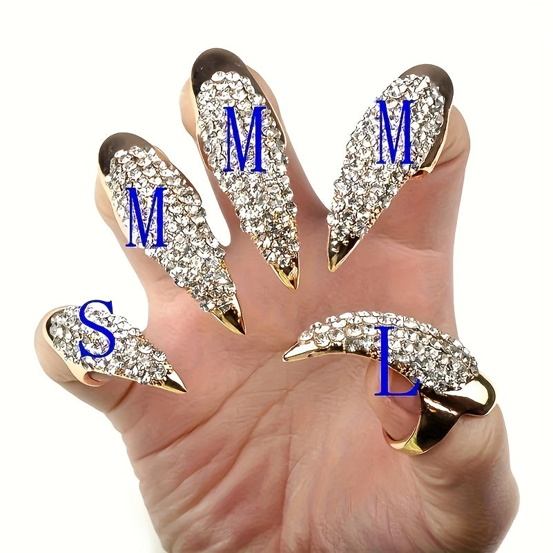 5pcs, Eagle Claw Ring, Punk Style Cat Claw Ring, Gothic False Nails, Armor Effect Finger Joints Curved Sharp Claws, Suitable for Role-Playing Parties, Unisex Halloween Gifts, Exaggerated Long Nails, Personalized Fashion Style