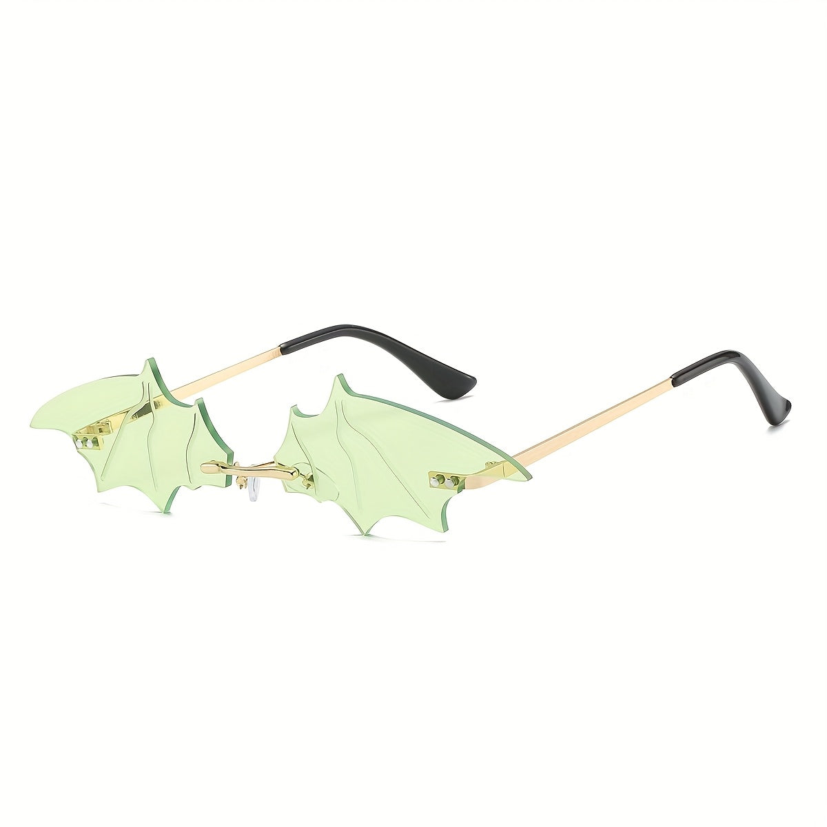 Pair of Bat-Shaped Fashion Glasses - Golden Frame with Black Bat Motif Decorative Lenses, Halloween Costume Party Accessories, Unisex Fashion Eyewear & Women, Festive Accessory, Festive Design, Stylish Accessory