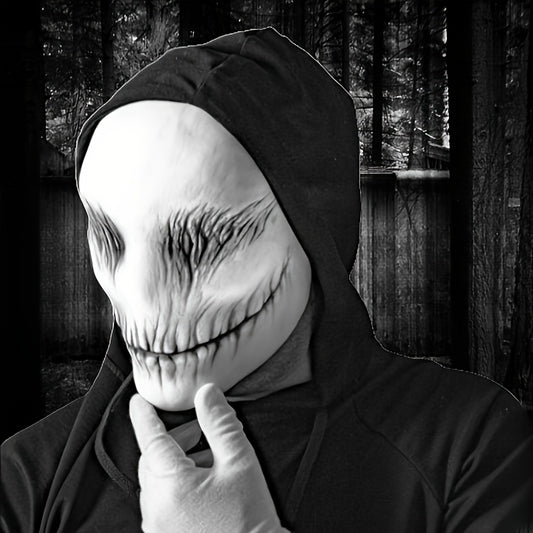 1pc Synthetic Latex Tearful White Ghost Mask - Halloween Costume Accessory, Role-Playing Party Prop, Washable Adult Size, Non-Toxic No Power Needed, Halloween Costume | Eerie Atmosphere | Durable Latex Mask