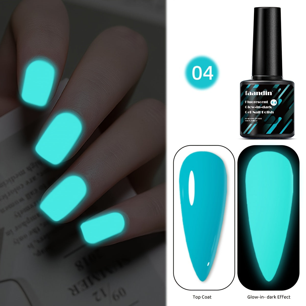 Faandin 7ml, trendy and colorful glow-in-the-dark gel nail polish, essential for parties, nightclubs, Halloween, durable, fade-resistant, easy-to-apply removable fluorescent nail glue, wholesale manicure supplies for salons