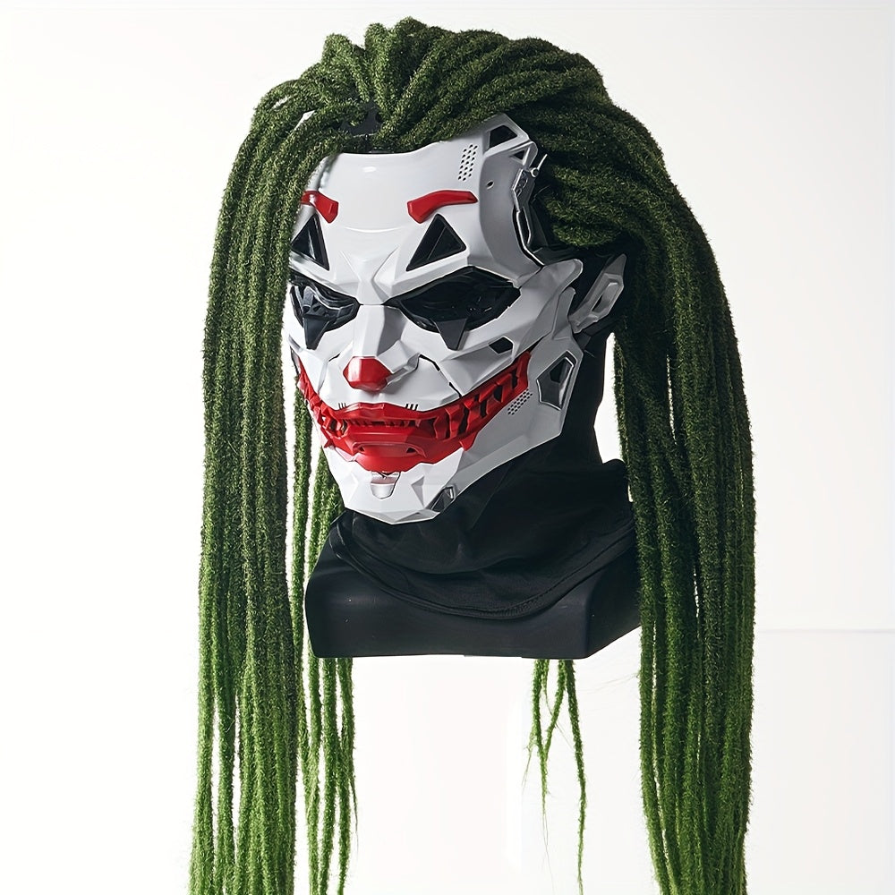 1pc Joker Clown Costume Mask - Inspired Horror Joker Mask with White & Red Lip Design, Clear Eyes & Sharp Jawline - Non-Toxic & Easy-to-Wear for Cosplay, Carnival, Costume Parties - Joker Makeup Effect for Adults & Teens (No