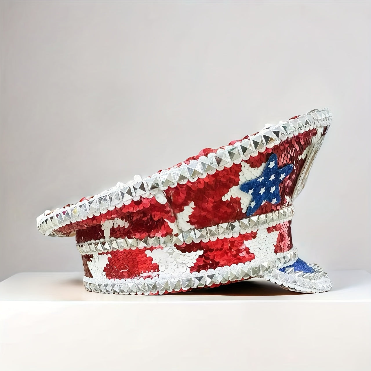 Patriotic Sparkling Rhinestone Captain Hat