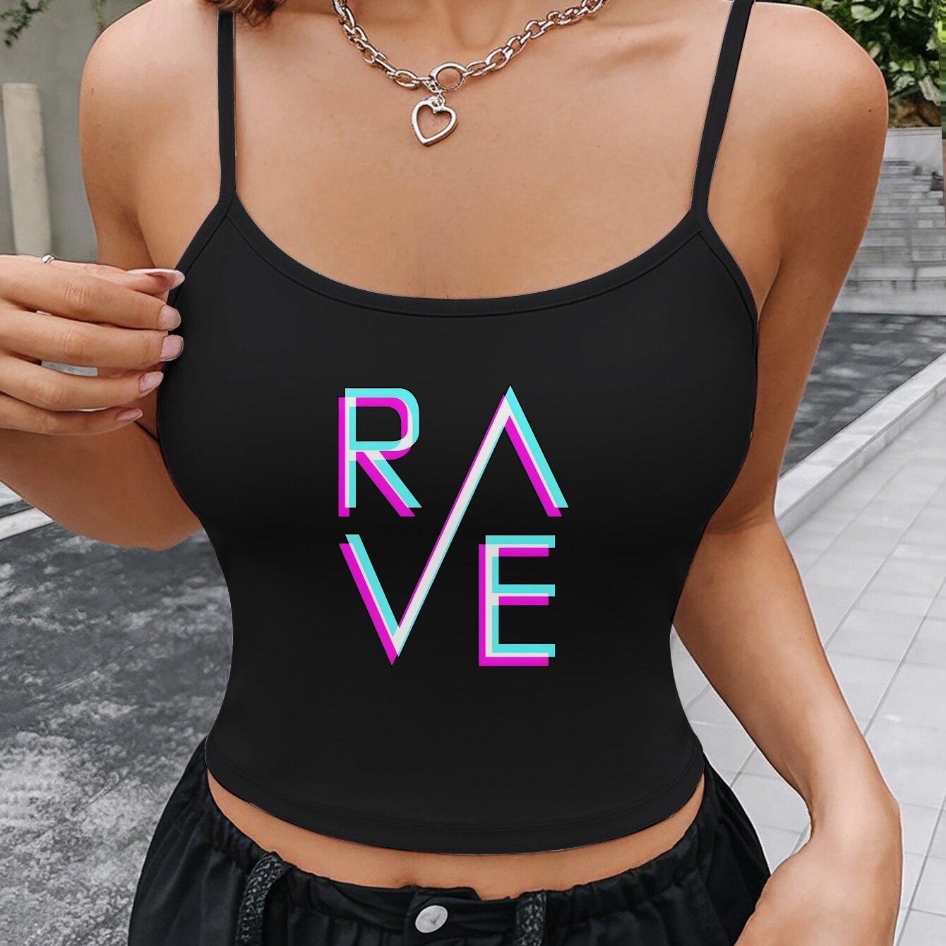 Women'S Sexy Off-Shoulder Polyester Crop Top with "RAVE" Letter Print - White, Strappy Backless Design, Perfect for Summer & Night Out, Crop Top Blouse