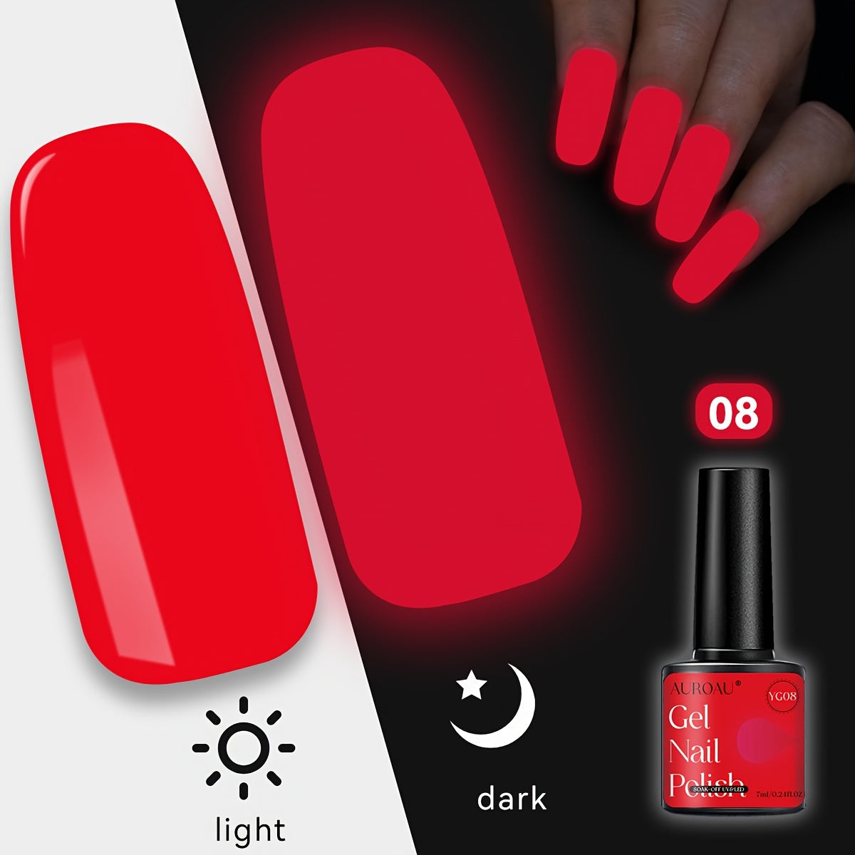 1pc Auroau Gel Nail Polish, Luminous Long-Lasting Nail Gel, Vibrant Color Palette, Non-Toxic, Fast-Drying, High Saturation, Easy to Apply, with Alcohol-Free Formula, for Parties, Dates, Clubbing, Ideal Gift for Christmas & Ne