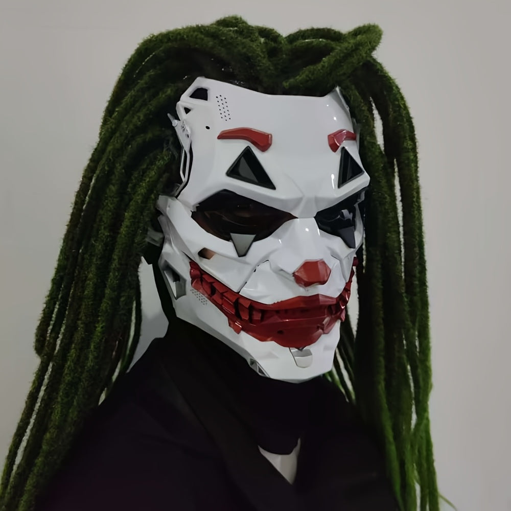 1pc Joker Clown Costume Mask - Inspired Horror Joker Mask with White & Red Lip Design, Clear Eyes & Sharp Jawline - Non-Toxic & Easy-to-Wear for Cosplay, Carnival, Costume Parties - Joker Makeup Effect for Adults & Teens (No