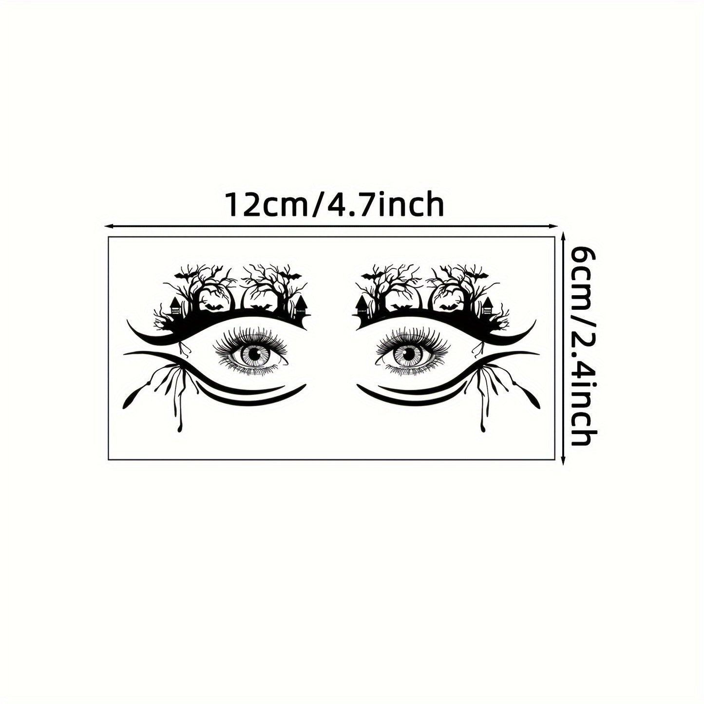 10-Pack Halloween Eye Tattoo Stickers, Skull Pumpkin Cat Bat Spider Web Designs, Festive Party Funny Face Makeup Temporary Tattoo Stickers, Oblong Shape