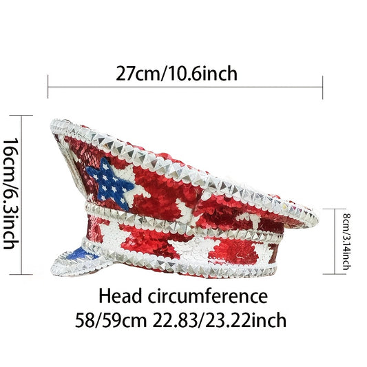 Patriotic Sparkling Rhinestone Captain Hat