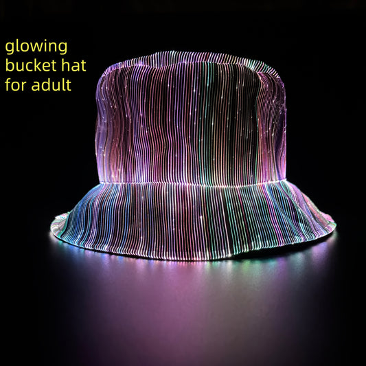 7 Colors, 4 Flashing Modes LED Fisherman Cap - Vibrant Neon Party Hat with USB Rechargeable Battery, Polypropylene Fiber, Perfect for Birthdays, Bar-Bat-Mitzvah, and Tailgating, Festive Headgear | Neon Party Hat | Polypropyle