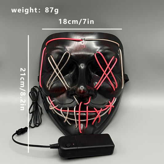 Stylish LED Two-Color Cross-Light Mask Halloween Horror Classic Costume Accessory for Photo Props, Party Masquerade Night Glow LED Mask with Activator, Ships Without Batteries, Requires Installation of 2 AA Batteries