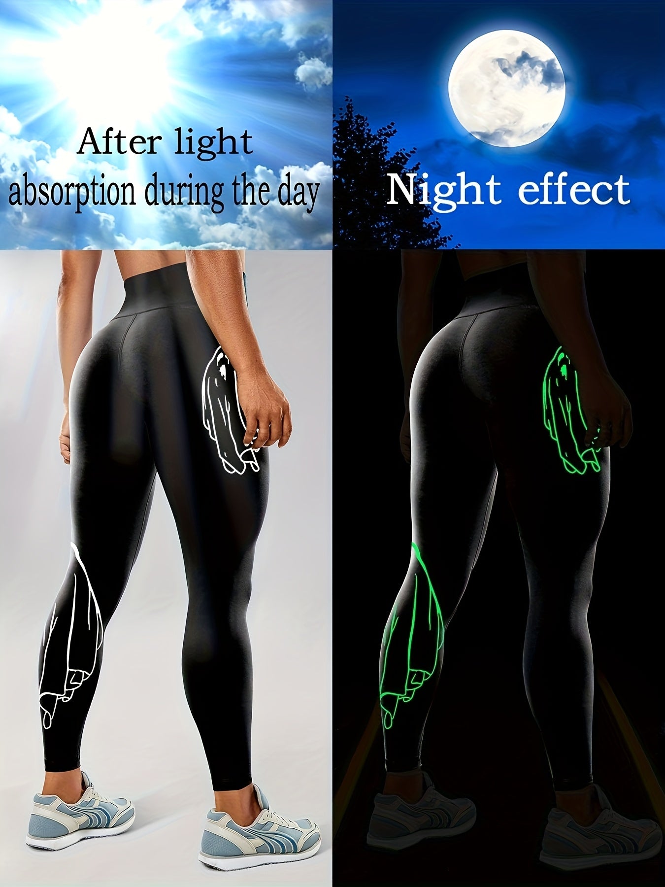 Women'S High-Waisted Stretchy Fitness Leggings with Glow-in-the-Dark Skull Print - Black, Elastic Waistband, Long Length for Running, Yoga & Halloween Party Wear, Yoga Pants, Halloween Leggings, Bold Graphic Pants, Highelasti