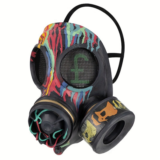 1pc Graffiti-Style Gas Mask - Realistic Latex Halloween Costume Mask with Colorful Artistic Design, No Power Needed for Christmas, Easter Parties & Themed Events, Halloween Mask, Themed Party Accessory, Modern Aesthetic, Brea