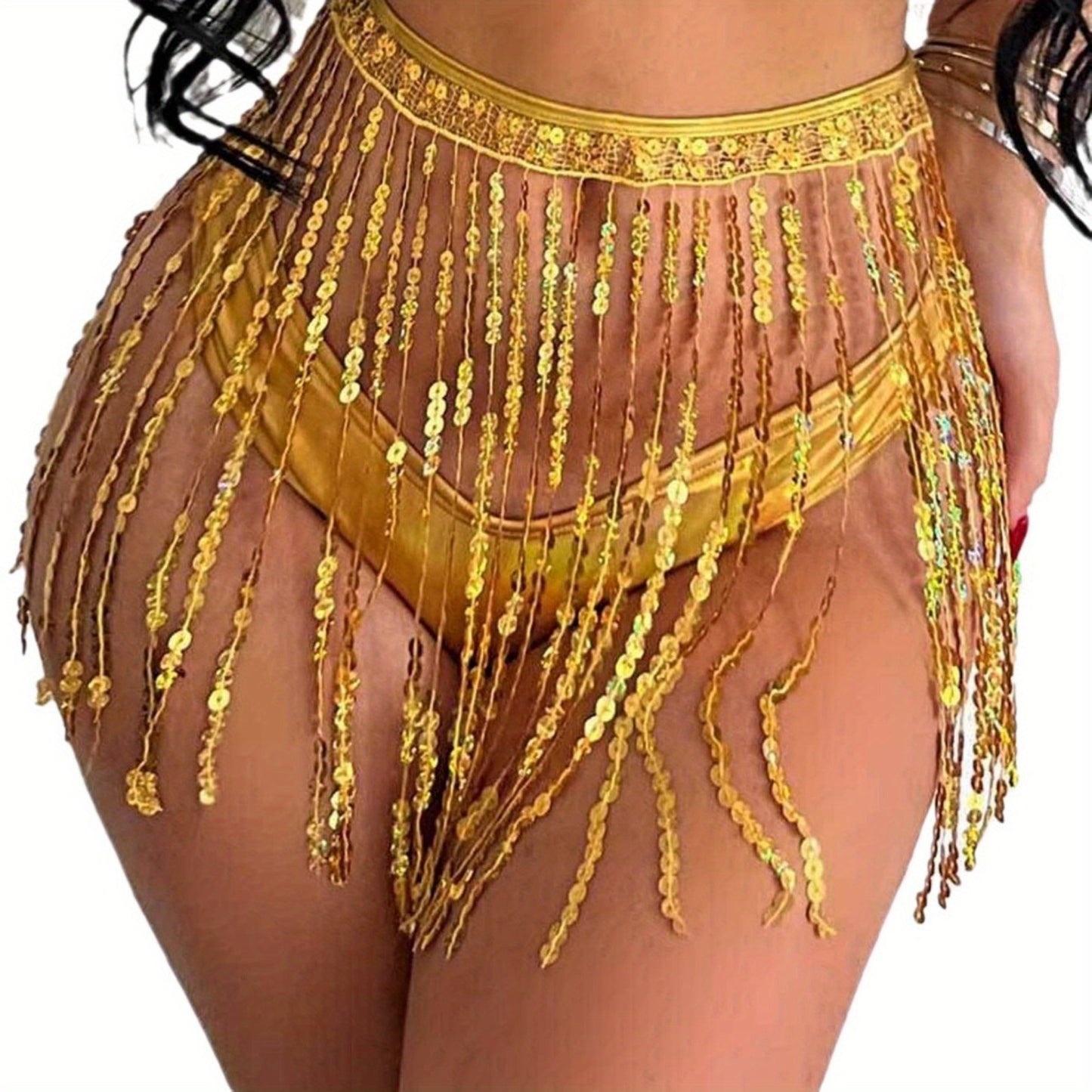 sparkling sequin tassel skirt in one piece - a must-have party artifact! Let you instantly transform into a sexy hottie, and your tasseled dress will shine all over the place, showing off your charm and confidence!