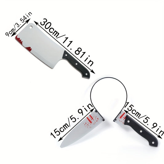 New Halloween Party Decorations Including Bloody Gloves, Blood-Stained Socks, And Aprons, Along with Plastic Pointed Knives And Handheld Cleavers for Costume Parties, Without Battery