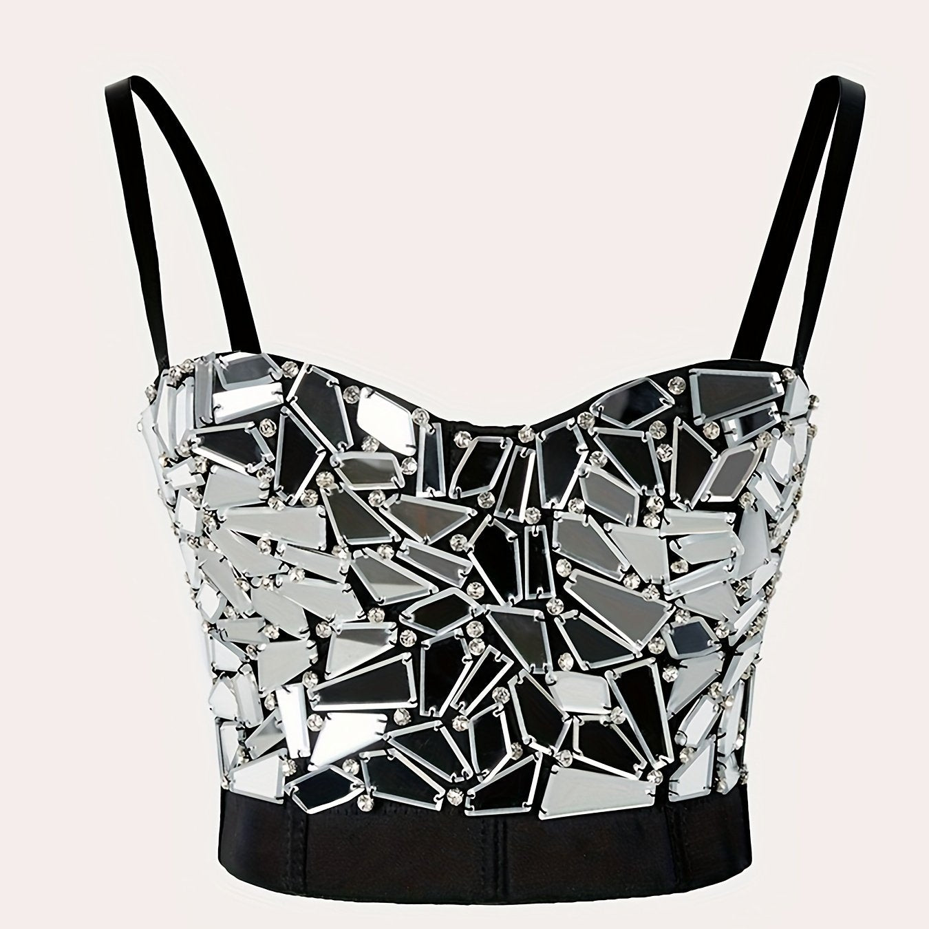 Organic Glass Nail Drill Bra Outerwear Stage Performance Dress Sequined