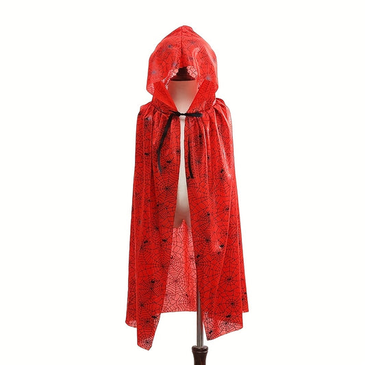 Glamorous Polyester Halloween Costume - Witch Cape with Blood Splatter Design, Black & Red, Full-Body Protection, Adjustable Straps & Drawstring Waist for Cosplay, Themed Parties, Halloween Decorations, Halloween Costume, The