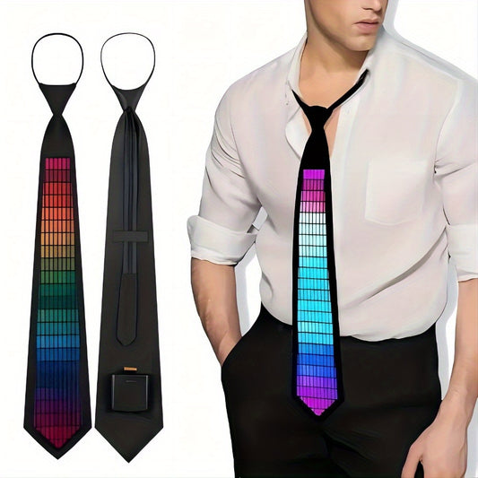 New Product: Voice-Controlled EL Luminous Tie – Innovative and Unique Creative Wear, Perfect for Festivals, Nightclubs, and Party Performances (Excludes 2 AAA Batteries)