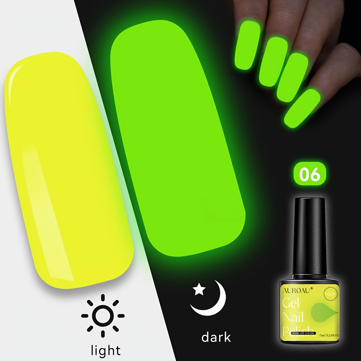 1pc Auroau Gel Nail Polish, Luminous Long-Lasting Nail Gel, Vibrant Color Palette, Non-Toxic, Fast-Drying, High Saturation, Easy to Apply, with Alcohol-Free Formula, for Parties, Dates, Clubbing, Ideal Gift for Christmas & Ne