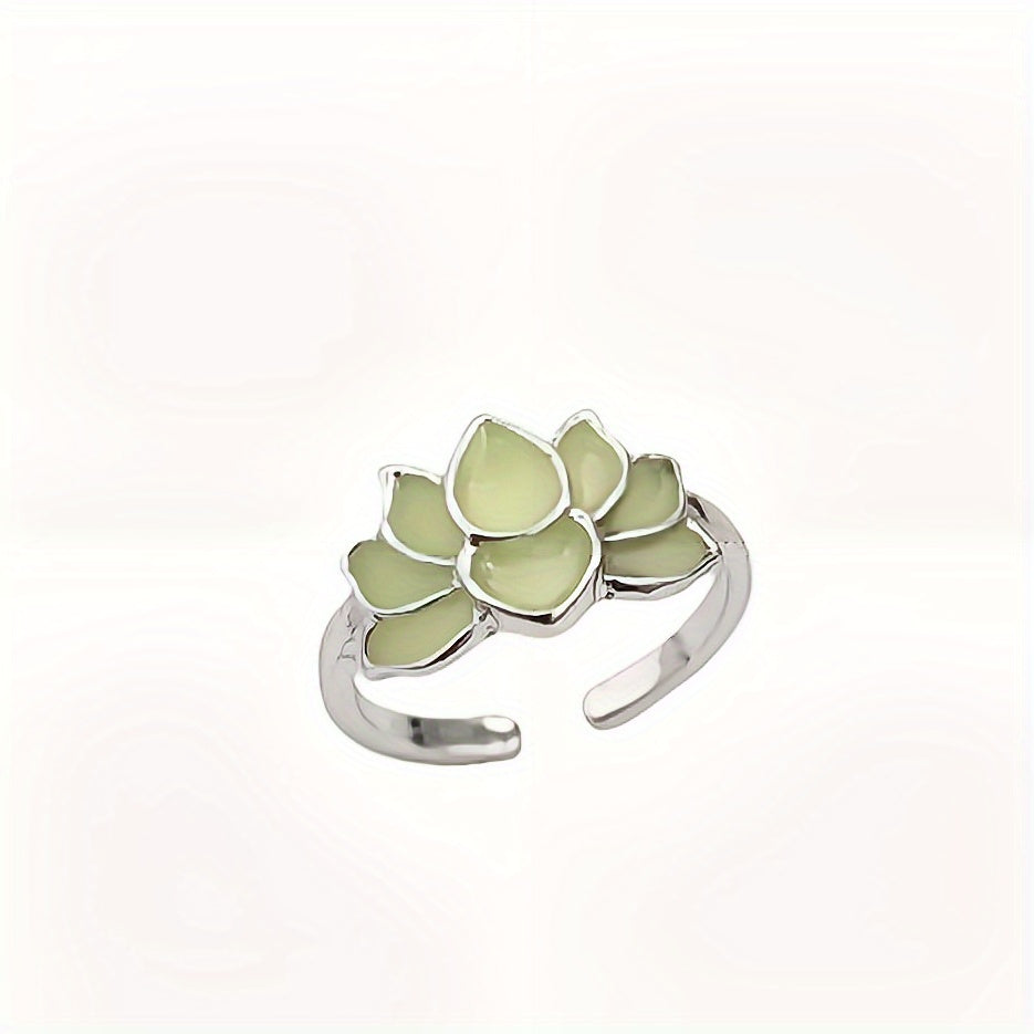 Glow-in-the-Dark for Lotus Flower Ring for Men & Women - Elegant Black & Blue Faux Design, Fashionable Accessory for Festivals, Festival Jewelry|Glamorous Accessory|Alloy Construction, for Lotus Flower Jewelry