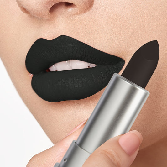 HUASURV Matte Black Lipstick for Adults, Creamy Full Coverage, Moisturizing Paste Formula, Ideal for Neutral Skin Tone, Rich & Plump Effect, Under 300g - Perfect for Halloween & Mother's Day Gifts