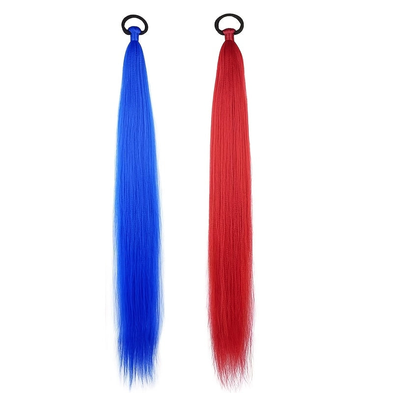 2pcs Festive Ombre Jumbo Braiding Ponytail Extensions, 26-Inch Synthetic High Temperature Fiber Hair with Elastic Band for Women & Girls - Ideal for Christmas & Holiday Celebrations, Hair Accessories
