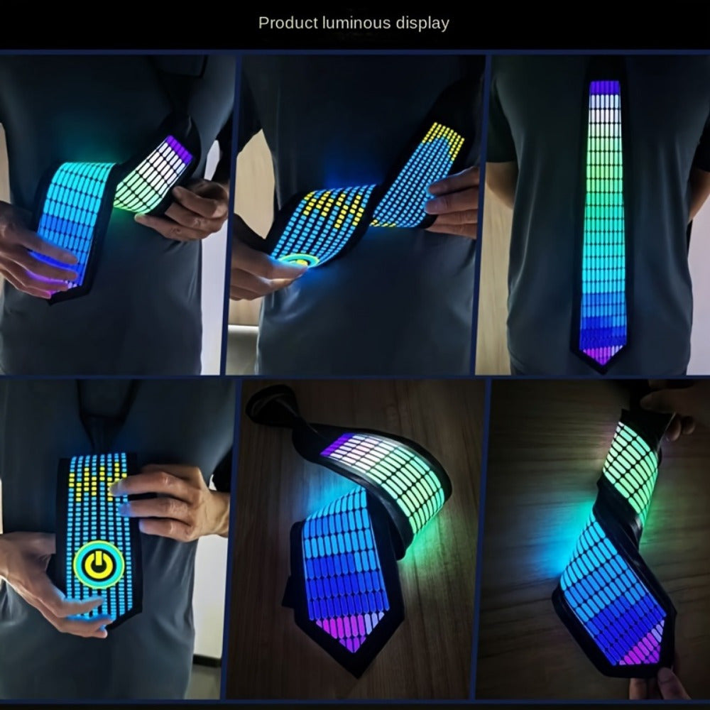 New Product: Voice-Controlled EL Luminous Tie – Innovative and Unique Creative Wear, Perfect for Festivals, Nightclubs, and Party Performances (Excludes 2 AAA Batteries)