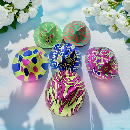 12pcs Vibrant Party Hats - Randomly Assorted, Colorful Designs with Glittery Accents, Perfect for Weddings, Birthdays, Bachelor Parties, and Graduations, Festive Party Accessory | Vibrant Party Hat | Plastic Party Hat, Party