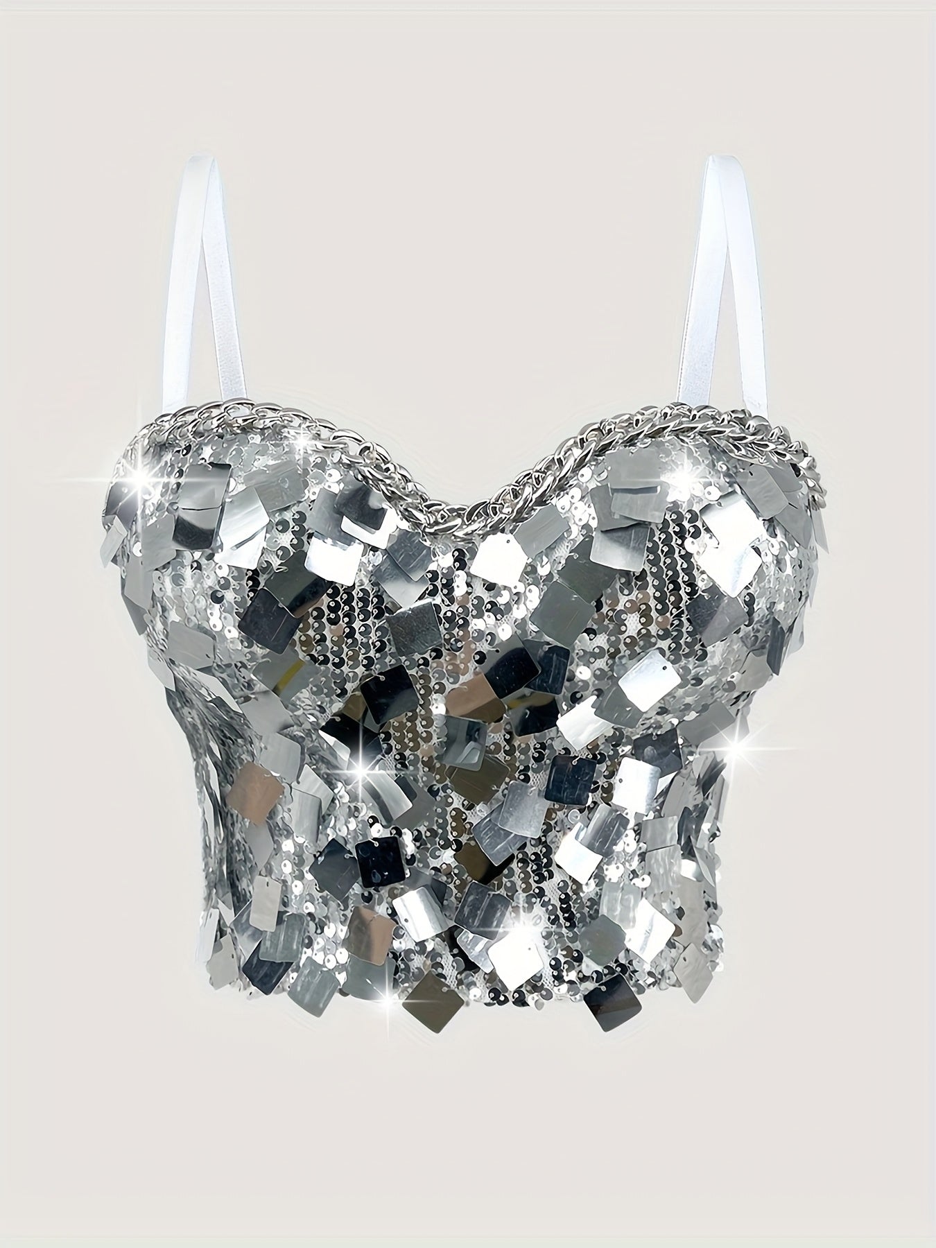 Women'S Backless Sequin Corset Top