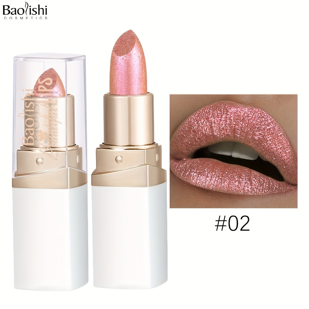 BAOLISHI Chameleon Shiny Lipstick, Highly Pigmented Metallic Lipstick Shiny Gradient Color Long-lasting Makeup Sparkle For All Day For Music Festival
