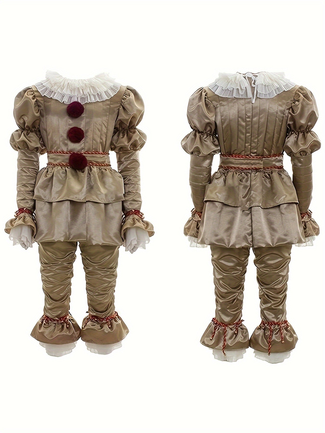 Scary Clown Halloween Costume Cosplay Party Outfit Full Set Adults