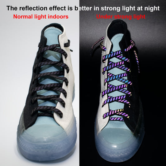 1 Pair Reflective Striped Flat Laces