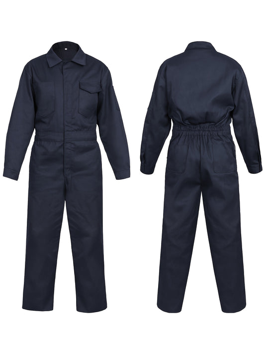 Men's Horror Movie Costume - Full Zipper Closure Work Overalls Jumpsuit, Halloween Jason Voorhees Outfit, Navy Blue Cosplay Suit for Themed Parties & Horror Events - Easy-to-Wear One-Piece Apparel, Easy Maintenance Clothing