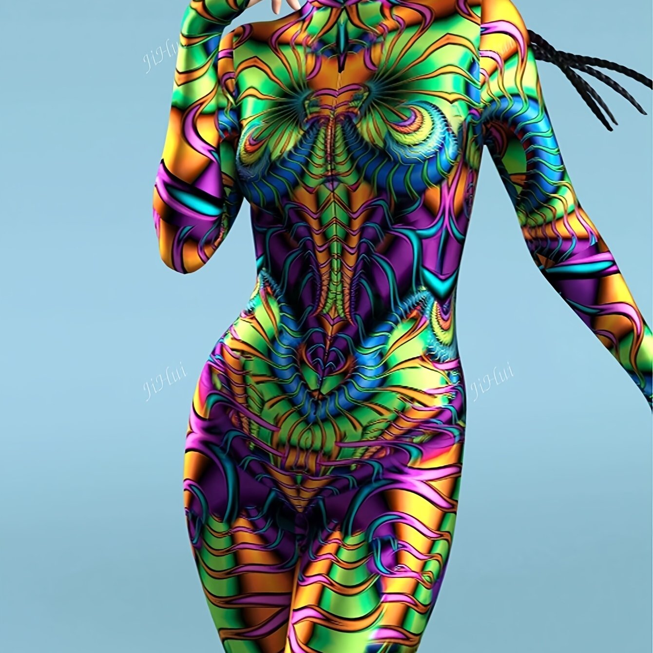 New European and American Style Women's Sexy Bodysuit with Floral Print, Long Sleeve Fabric for Performance Festivals - Wild Edition