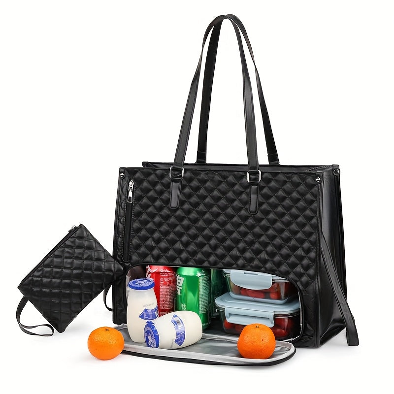 Large Capacity 2-in-1 Convertible Tote & Crossbody Bag with Detachable Shoulder Strap