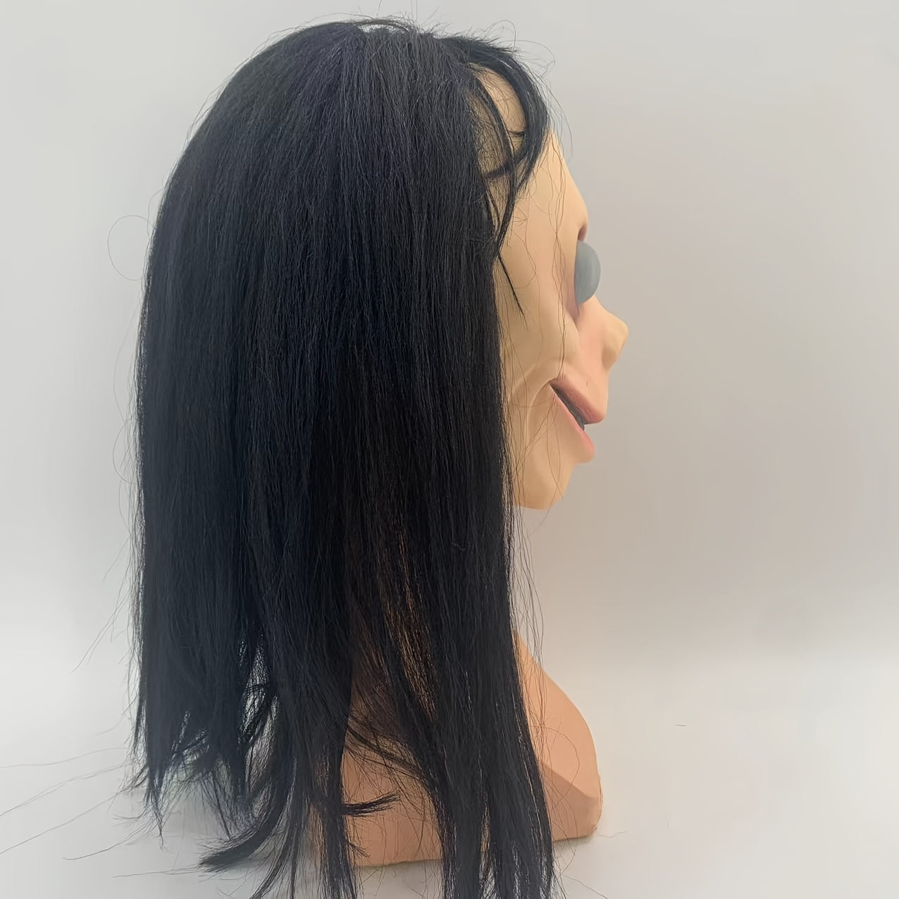 1pc MOMO Mask for Adult Horror Devil Mask with Long Hair, Scary Costume Halloween Creepy Cosplay Party Decoration Prop