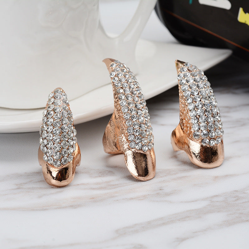 5pcs, Eagle Claw Ring, Punk Style Cat Claw Ring, Gothic False Nails, Armor Effect Finger Joints Curved Sharp Claws, Suitable for Role-Playing Parties, Unisex Halloween Gifts, Exaggerated Long Nails, Personalized Fashion Style
