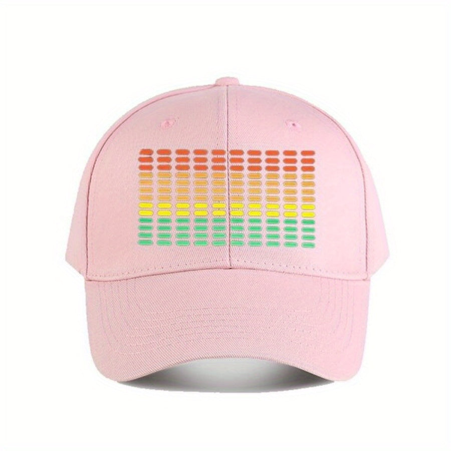 Sound Activated LED Music Equalizer Hat - RGB Lighting (Red/Green/Blue/Purple), Adjustable Snapback Baseball Cap, Breathable Polyester Nightclub & Festival Headgear for DJs, Concerts, Parties - Unisex Clubbing Cap, Music Acce