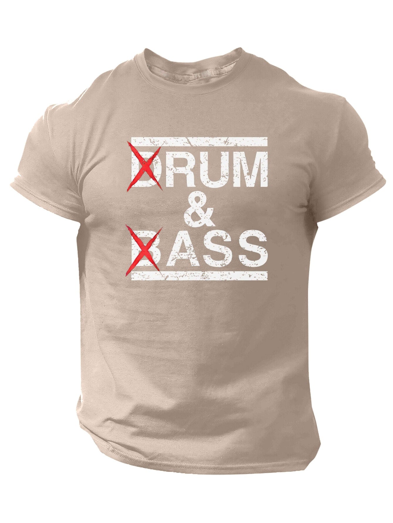 1pc Men'S Casual Crew Neck T-Shirt - Polyester Knit Fabric with Medium Stretch, Short Sleeve Print Top for Going Out, Summer Season - Regular Fit H Tee with "Drum & Bass" Slogan Design